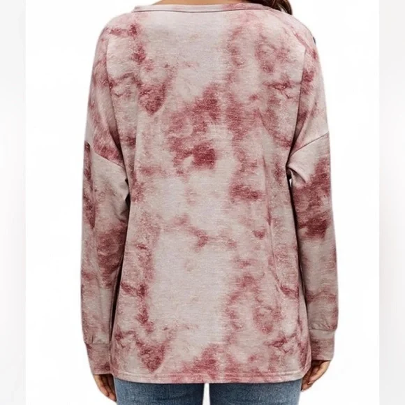 Leopard Print Long Sleeve Top - Pink and Black - Picture 3 of 3